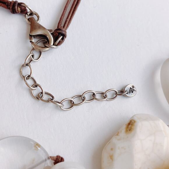 Silpada Sterling Cluster Necklace Quartz Magnesite Calcite Pearl Cord N2201 - Picture 12 of 13